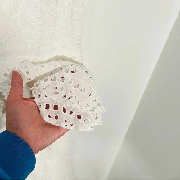 Yumi Kim Dynasty Riviera White Eyelet Midi Dress Ruffle Sleeveless Party Shower - Picture 11 of 13